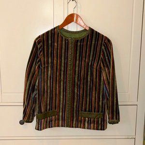 Vintage Velveteen jacket with leather piping, fits SM